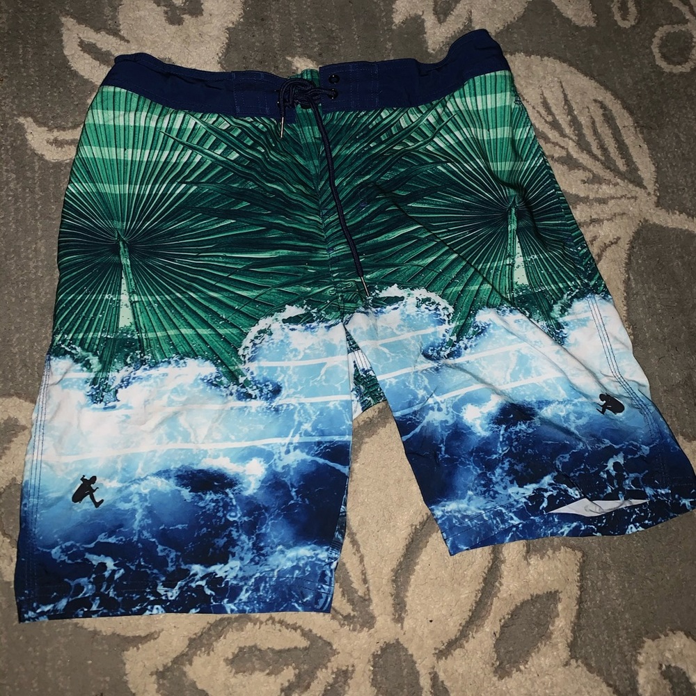 Colorful red camel swim trunks